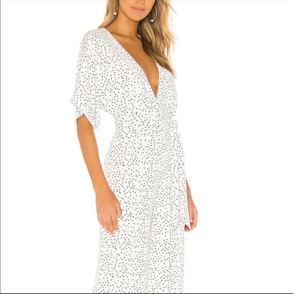 Lovers + Friends White Polka Dot V-Neck Jumpsuit - Picture 5 of 9